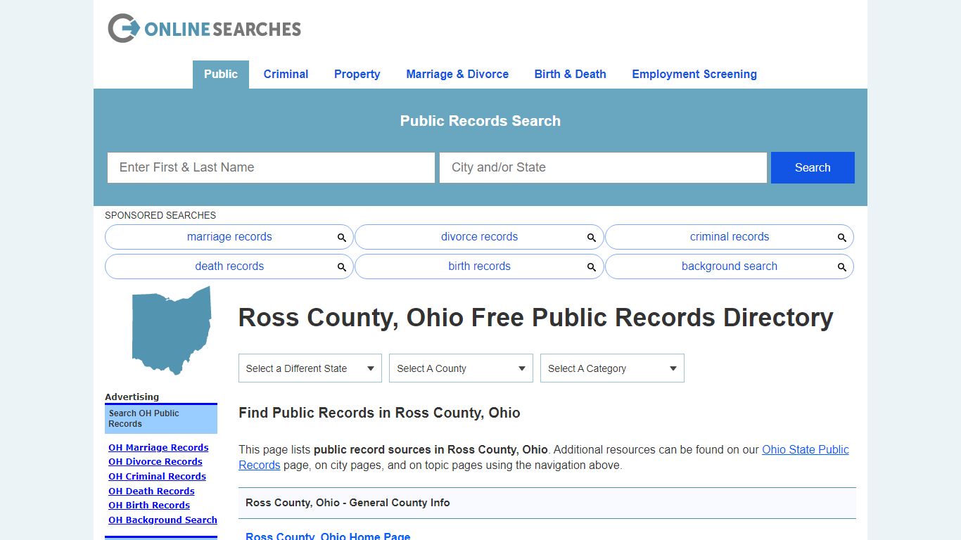 Ross County, Ohio Public Records Directory - OnlineSearches.com