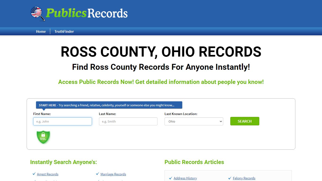 Find Ross County, Ohio Records!